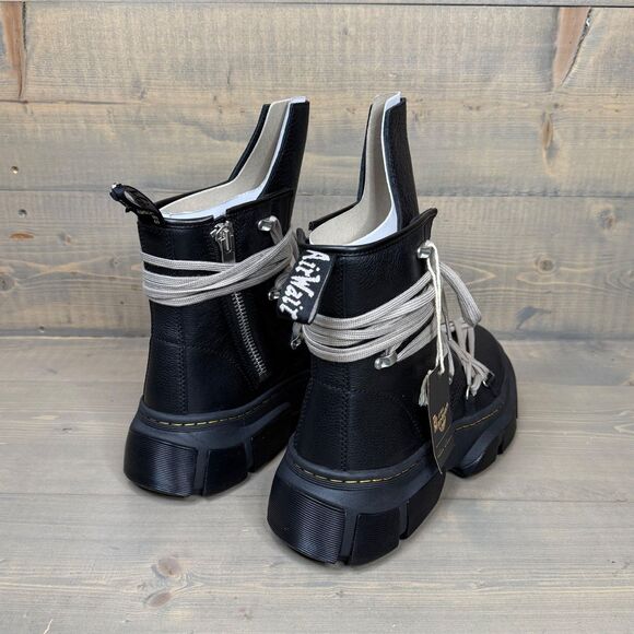 NIB Dr. Martens x Rick Owens 1460 DMXL Megalace RO Black Leather Boots US 10.5 - Picture 6 of 12